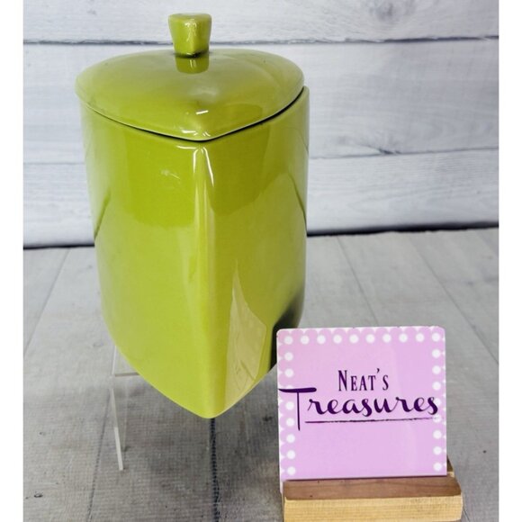 Buffalo China Oneida LIME RICKEY Triangle Green Retro Stoneware Lidded Canister - Picture 1 of 16
